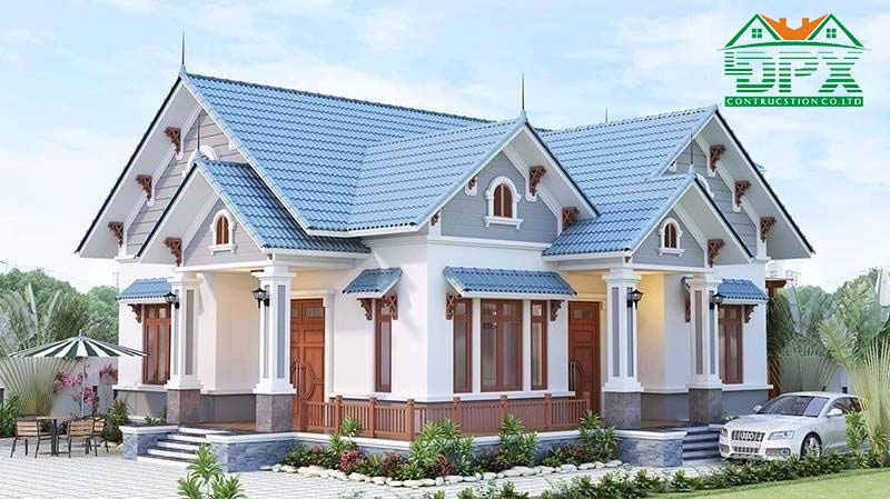 Mẫu nhà cấp 4 đẹp 100m2 với 3 phòng ngủ,  phòng khách, phòng bếp, 2 vệ sinh