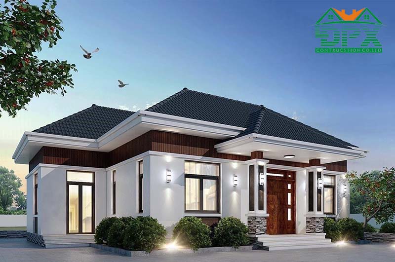 Mẫu thiết kế nhà cấp 4 mái nhật 10x10m phong cách hiện đại