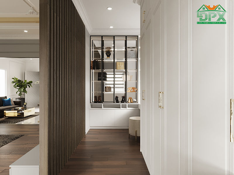 Vách ngăn chia khu vực tủ quần áo, tủ phụ kiện