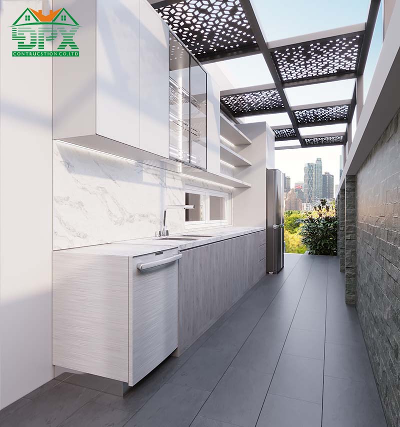 Khu vực bếp ở sân sau