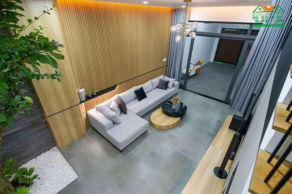 Phòng khách từ góc nhìn trên cao