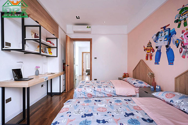 Phòng ngủ cho 2 con với 2 giường đôi