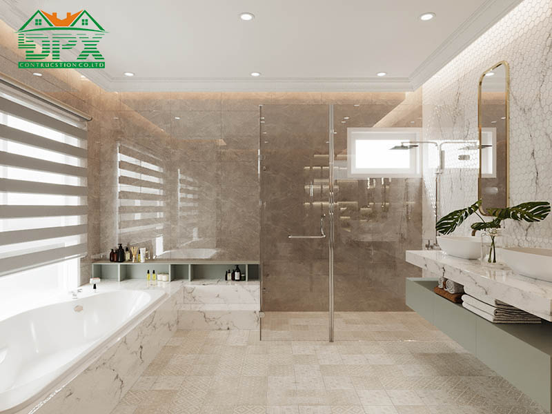 Có bồn tắm và vách kính