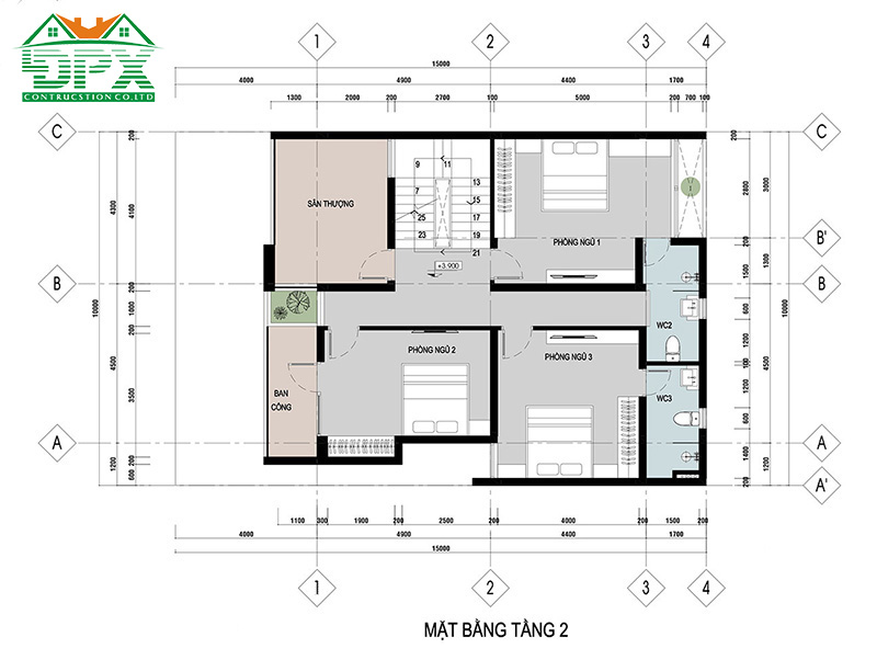 Bản vẽ chi tiết công năng sử dụng tầng 2