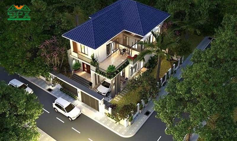 Thiết kế nhà 2 mặt tiền mái thái lộng lẫy