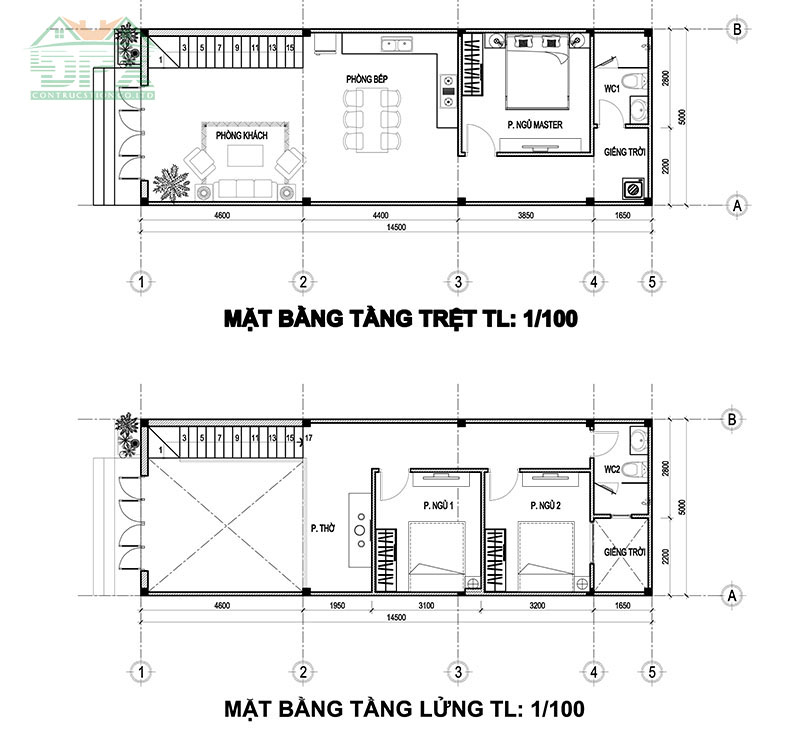 Bản vẽ mặt bằng công năng nhà cấp 4 gác lửng