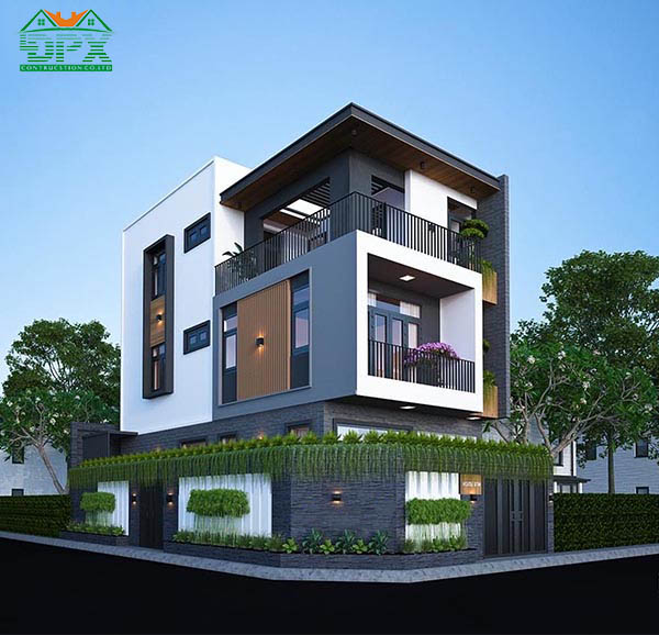 Mẫu nhà phố hiện đại 2 tầng 1 tum có sân thượng thoáng đãng