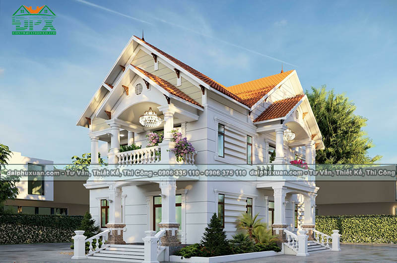 Nhà 2 tầng mái thái đẹp sẽ đi kèm với nhiều chi tiết trang trí